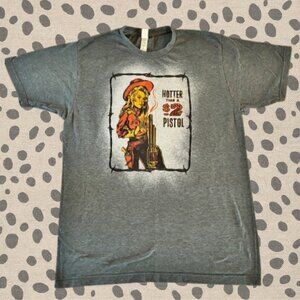 Women's Thin Distressed T-shirt Hotter Than A $2 Pistol Size L